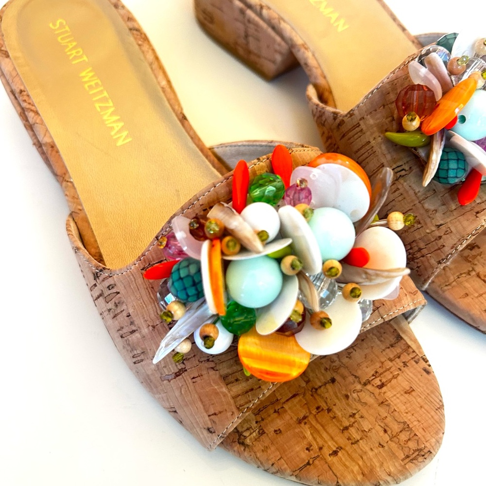 Women’s Size 8 Stuart Weitzman Cork Shell Sandals 8